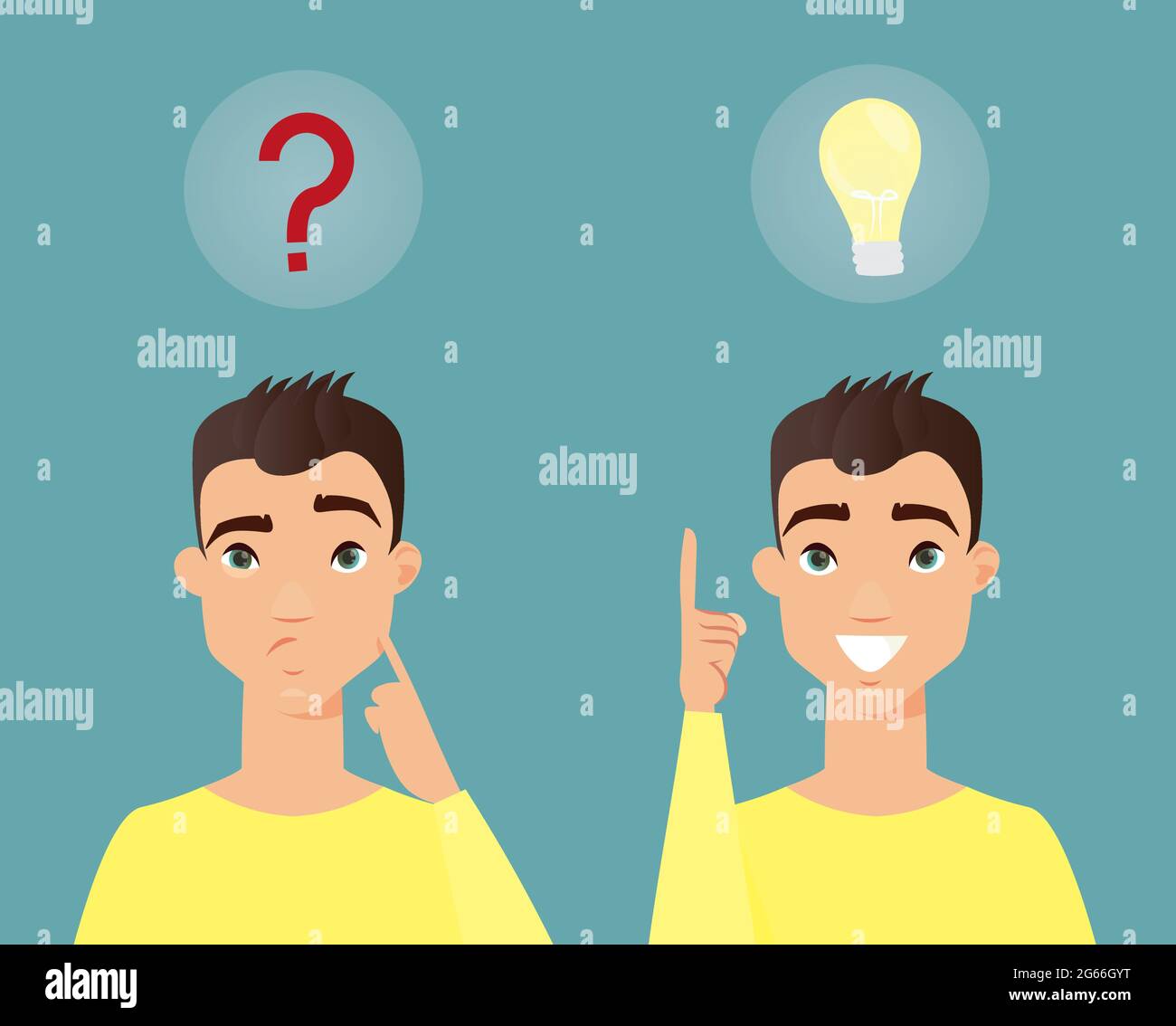 Vector illustration of thoughtful man. Smart young man thinking and have  idea. cartoon flat style Stock Vector Image & Art - Alamy