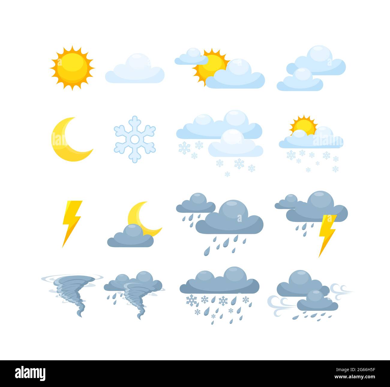 Weather condition sunny, rainy, cloudy thunderstorm day phone display. Stock Vector