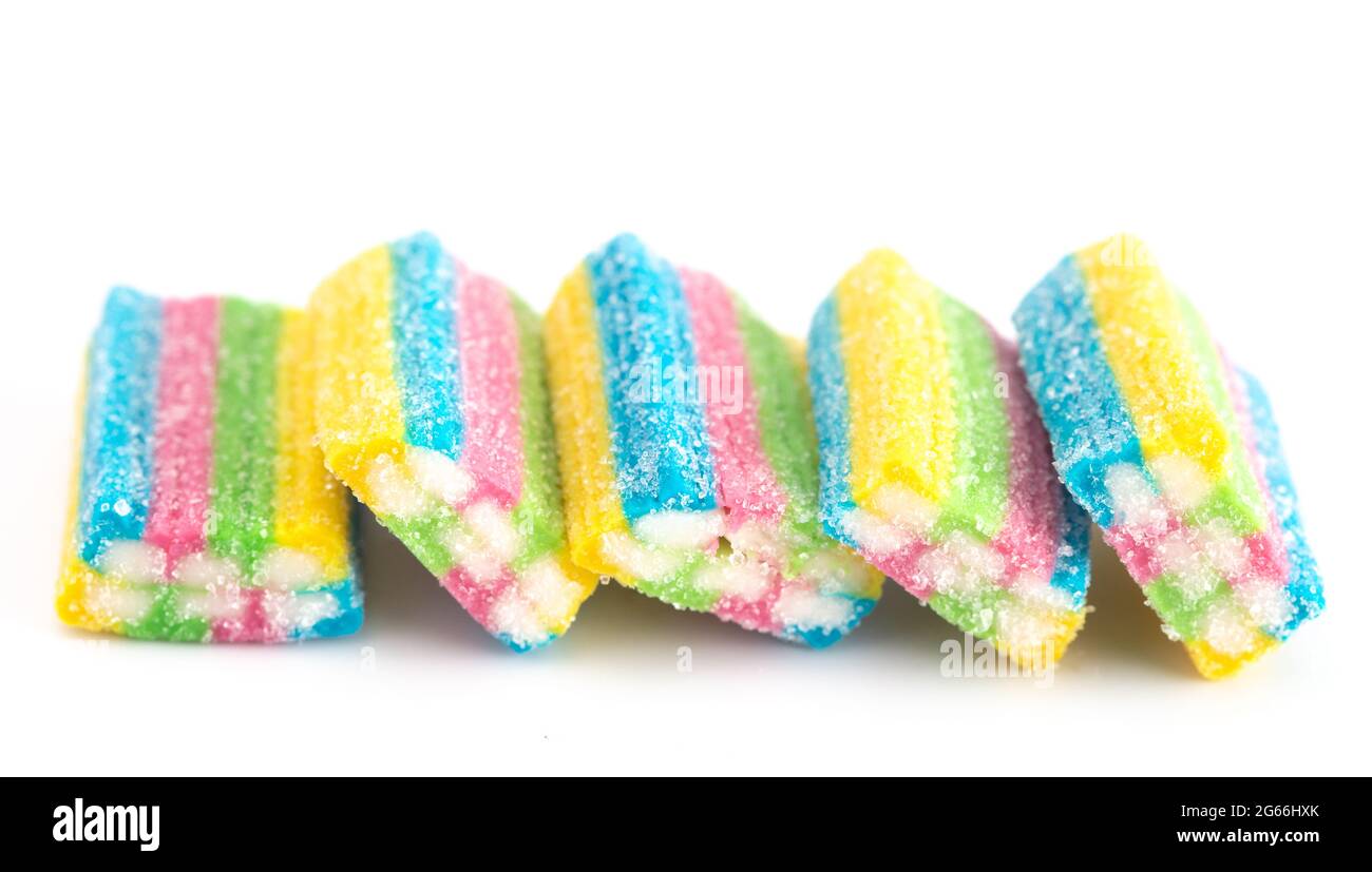Sour Rainbow Colored Candy Filled with White Cream Stock Photo Alamy