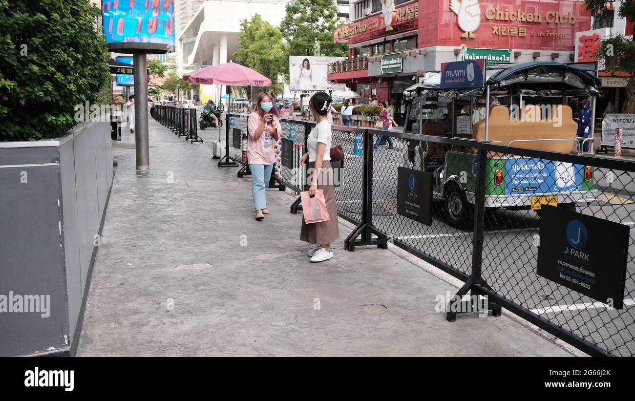 Shoppers on the Street Siam Square and Chulalongkorn University Shopping Area Tourist Attraction Scala Theater Area Bangkok Thailand Stock Photo
