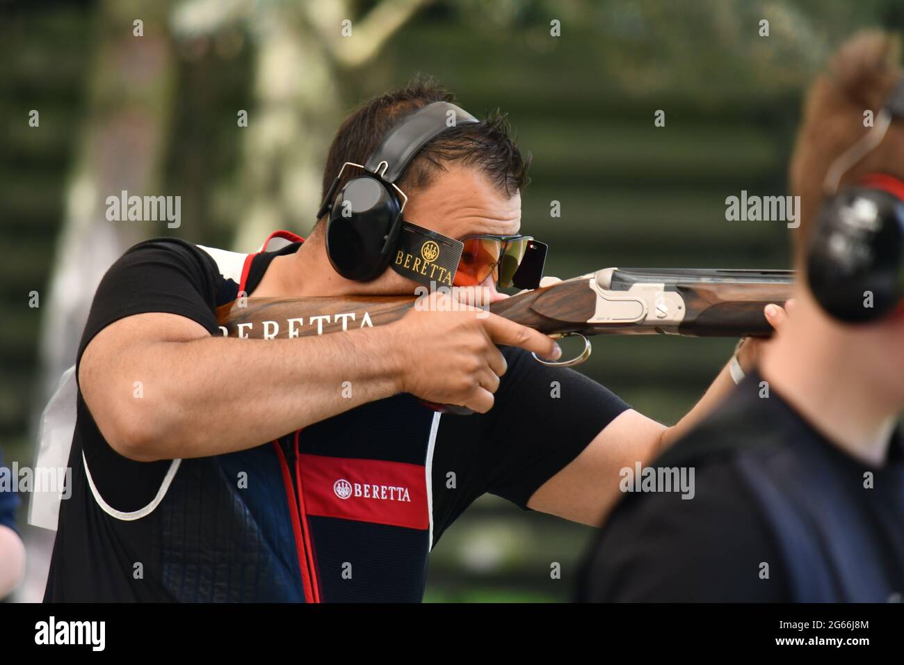 Aaron Heading competing in the British Shotgun Series June 2021 Stock