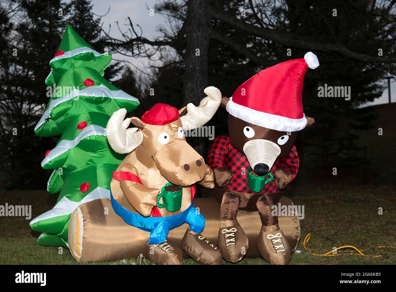 Moose and bear Christmas decoration Stock Photo