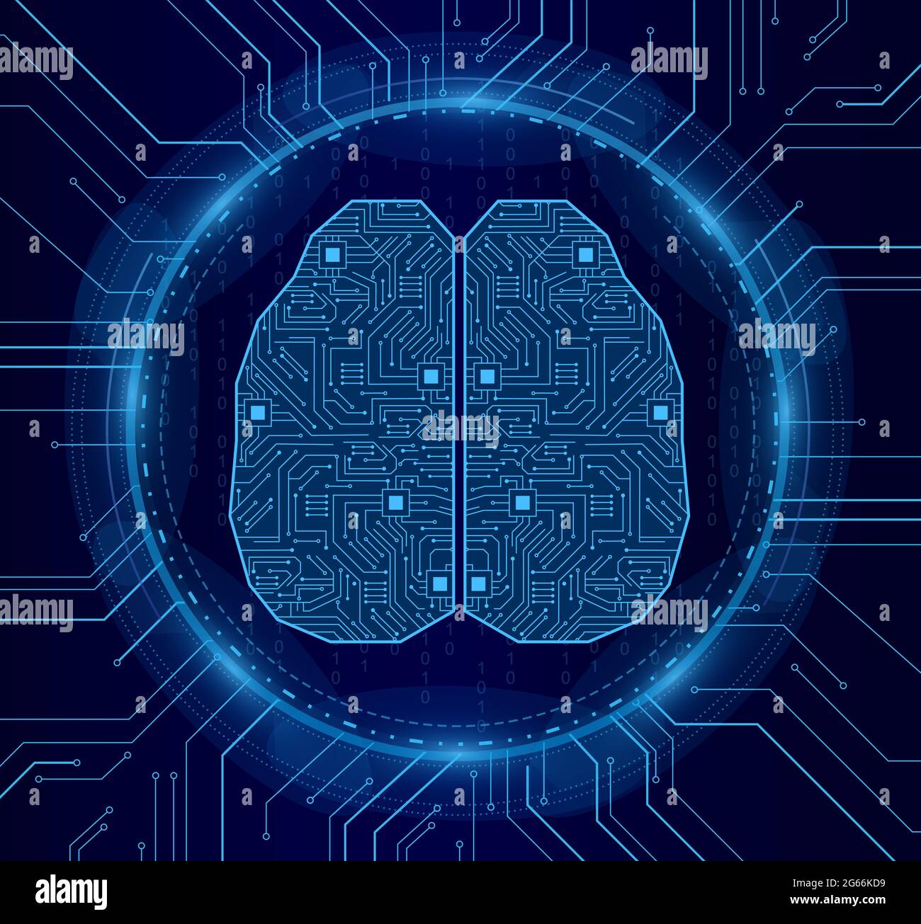 Vector illustration concept of Artificial Intelligence. Digital brain, electronic board in technology look abstract futuristic concept of Artificial Stock Vector