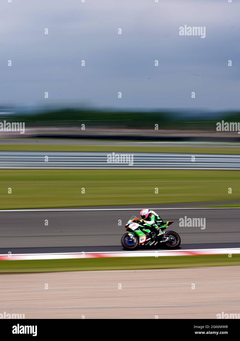 OUTDO TPR Team Pedercini Racing's Loris Cresson during the WorldSBK Race 1 on day one of the Motul Fim Superbike Championship 2021 at Donington Park, Leicestershire. Saturday July 3, 2021. Stock Photo