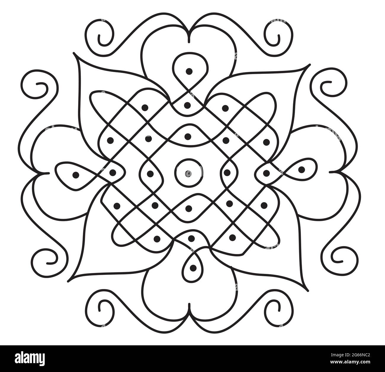 Indian Rangoli design concept of floral line art isolated on white  background Stock Vector Image & Art - Alamy