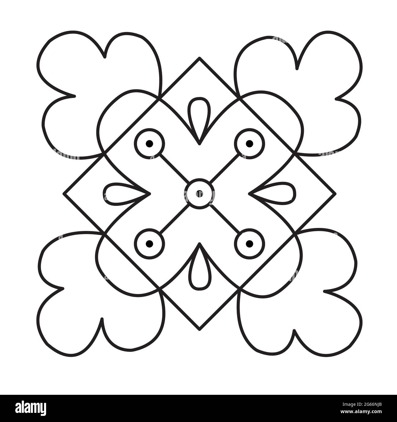 Indian Rangoli design concept of floral line art isolated on white  background Stock Vector Image & Art - Alamy