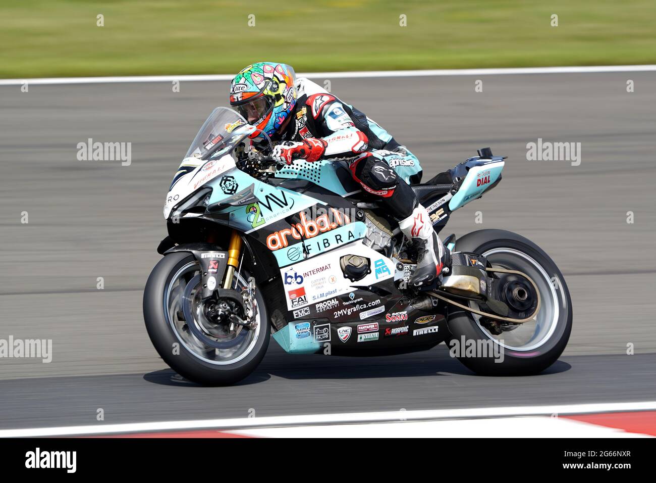 Team GoEleven's Chaz Davies during day one of the Motul Fim Superbike Championship 2021 at Donington Park, Leicestershire. Saturday July 3, 2021. Stock Photo