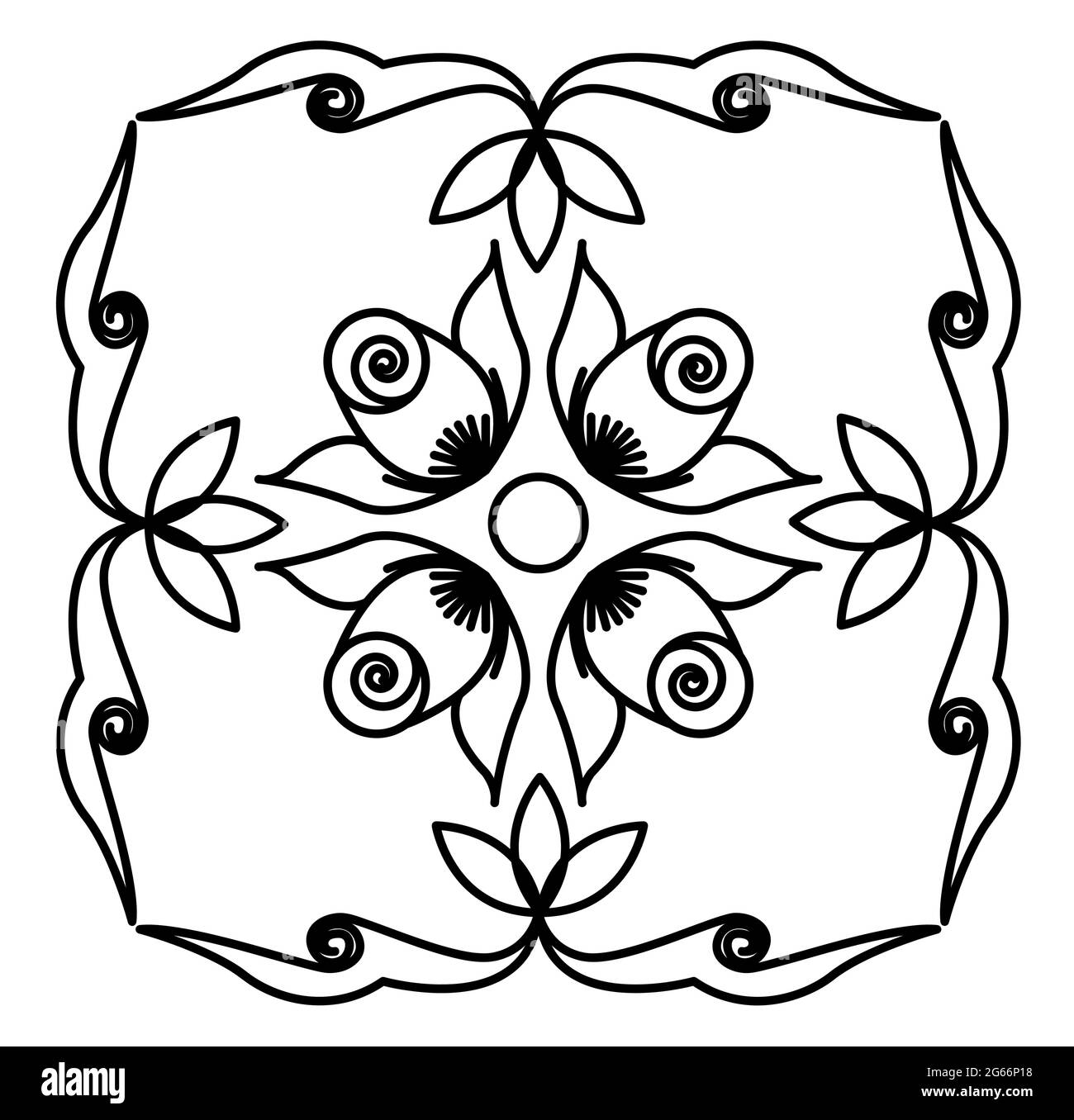 Indian Rangoli design concept of floral line art isolated on white  background Stock Vector Image & Art - Alamy