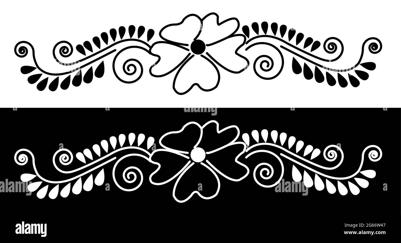 Indian Traditional and Cultural Border design concept of floral line art  isolated on black and white background Stock Vector Image & Art - Alamy