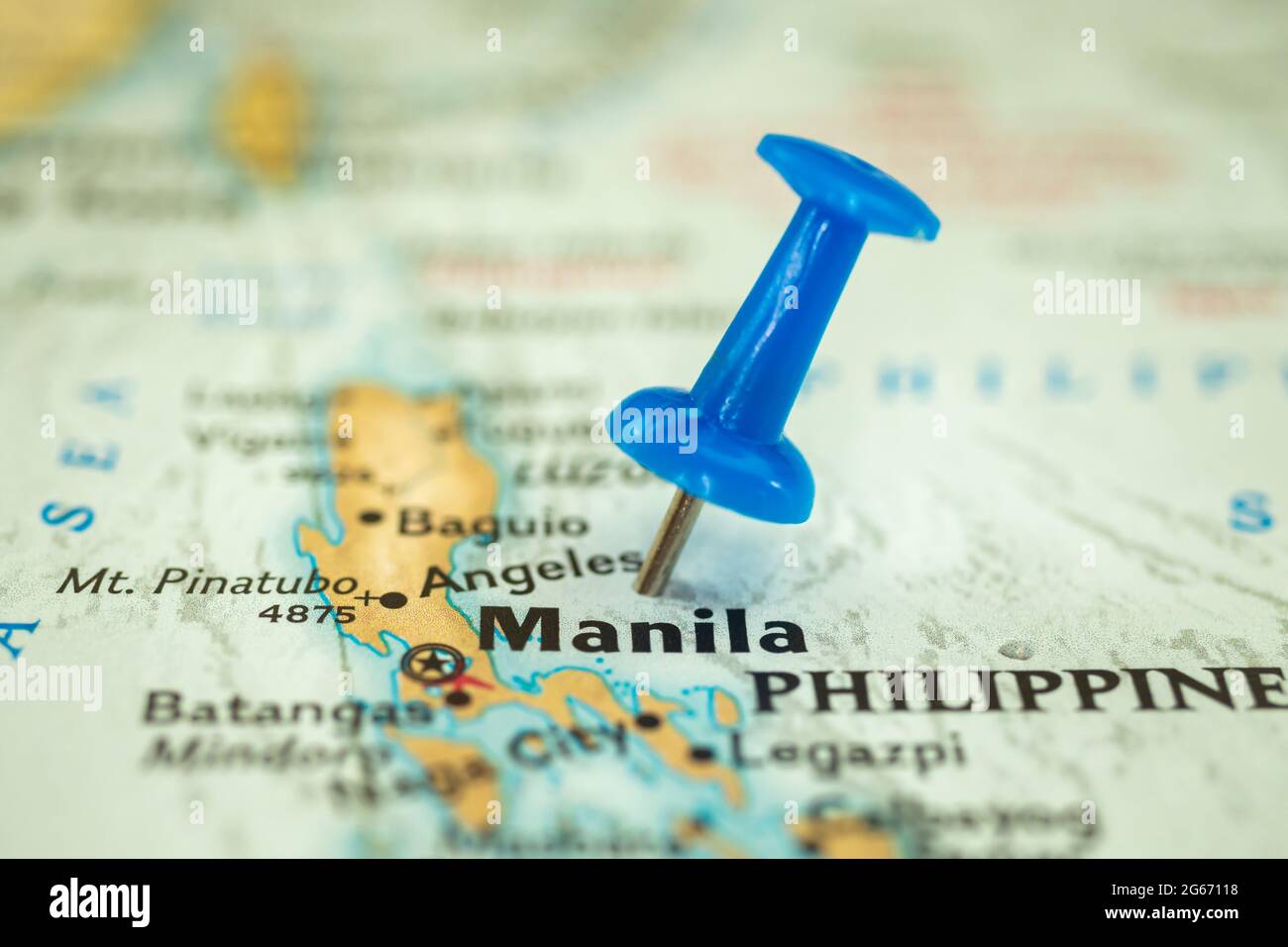 Manila Location On Map Location Manila In Philippines, Map With Push Pin Closeup, Travel And  Journey Concept, Asia Stock Photo - Alamy