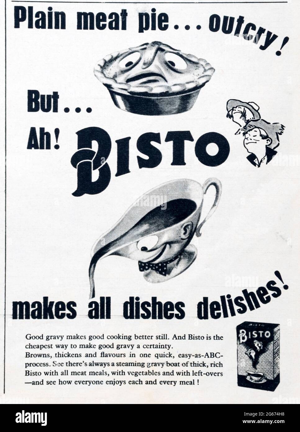 A 1950s magazine advertisement for Bisto gravy. Stock Photo