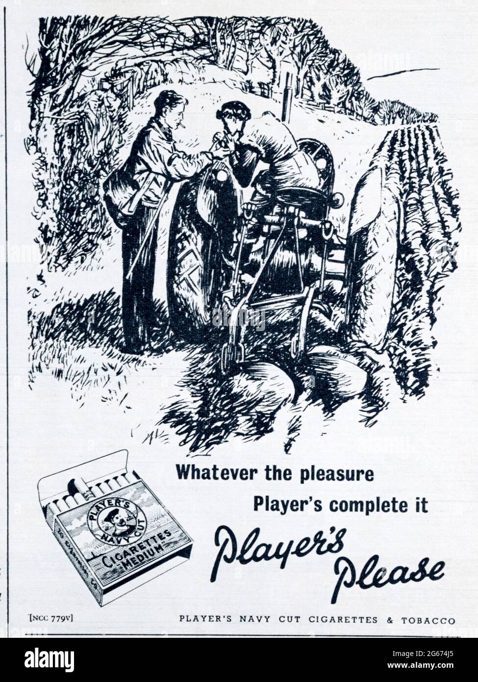 A 1950s magazine advertisement for Player's cigarettes. Stock Photo