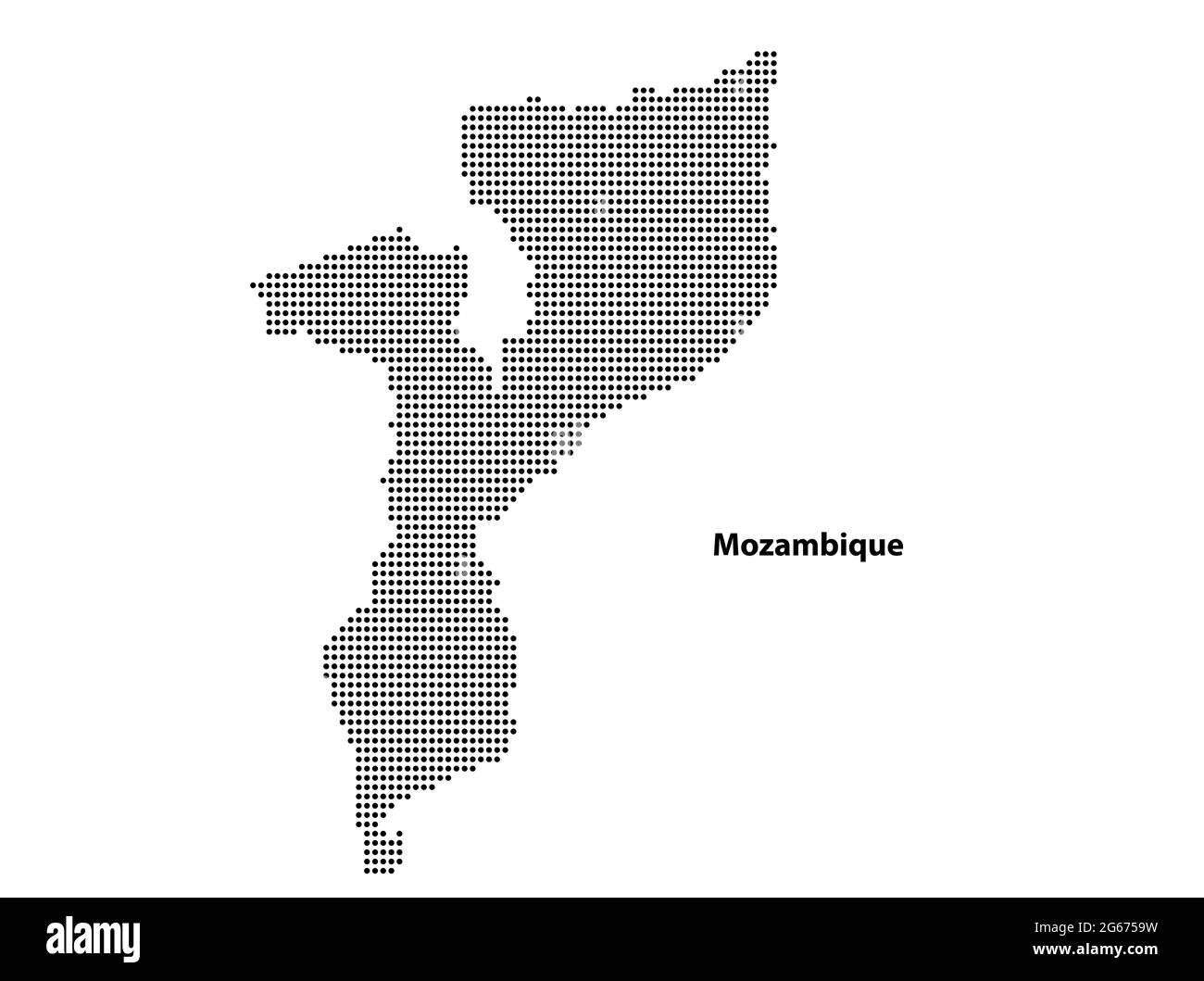 Vector halftone Dotted map of Mozambique country for your design, Travel Illustration concept. Stock Vector