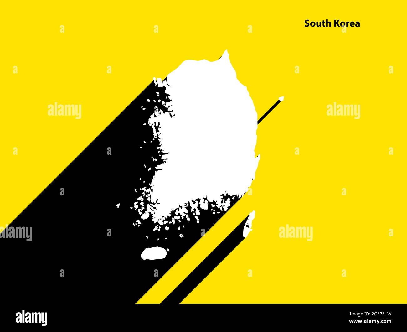 South Korea Map on retro poster with long shadow. Vintage sign easy to edit, manipulate, resize or colourise. Stock Vector