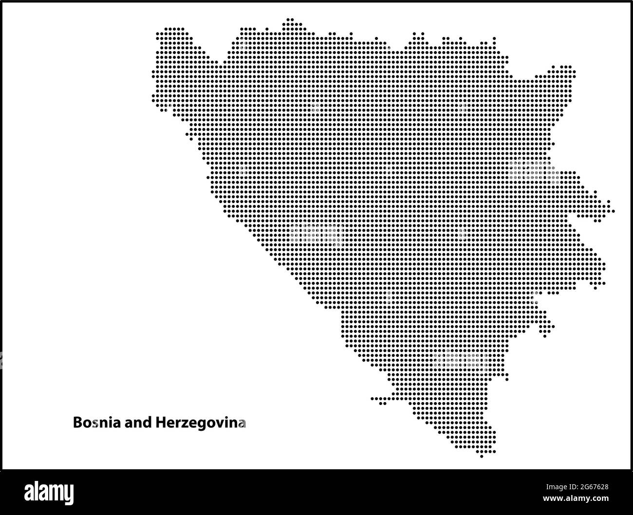 Vector halftone Dotted map of Bosnia and Herzegovina country for your design, Travel Illustration concept. Stock Vector