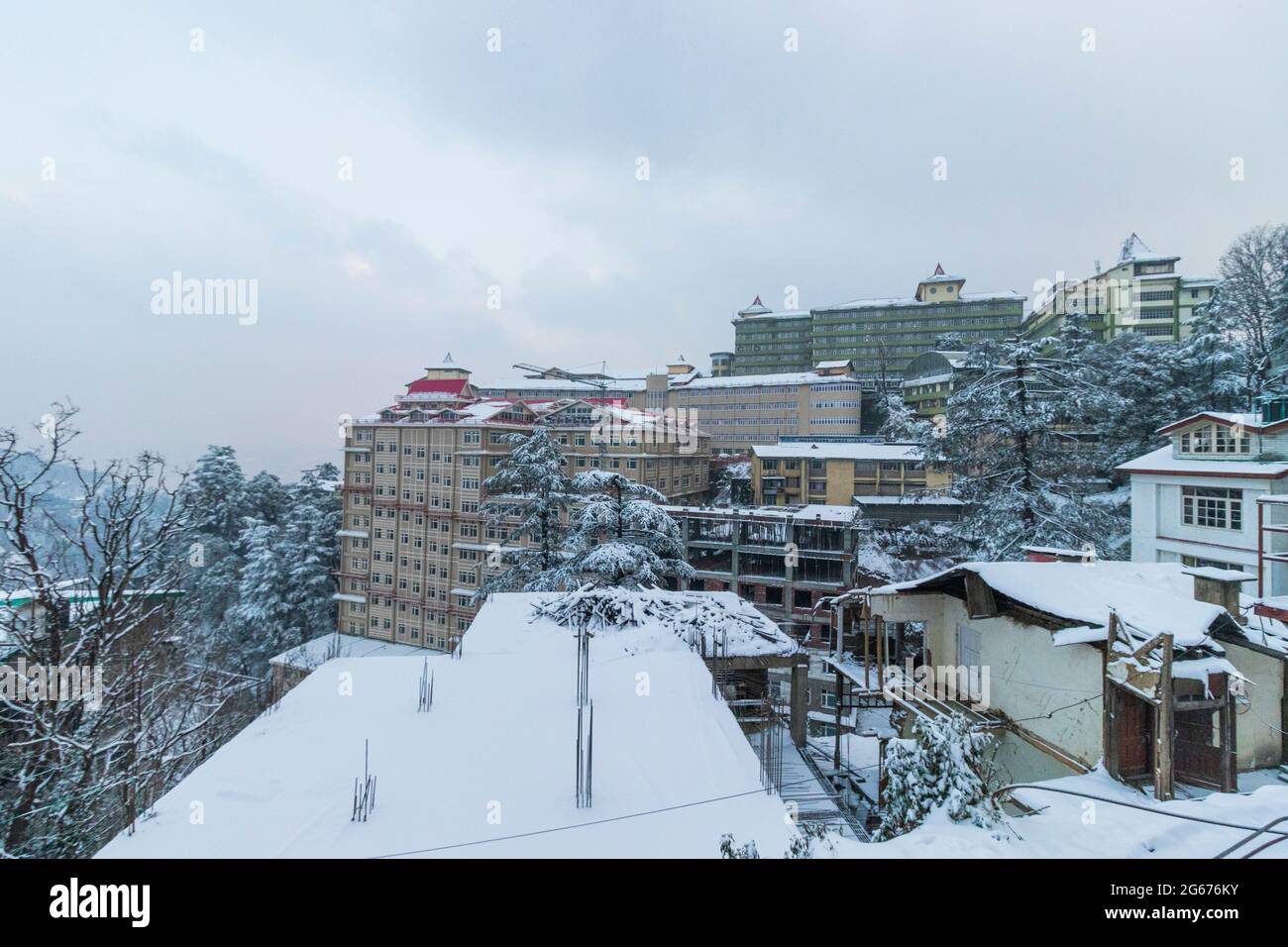 Latest views of Snowfall in Shimla Stock Photo