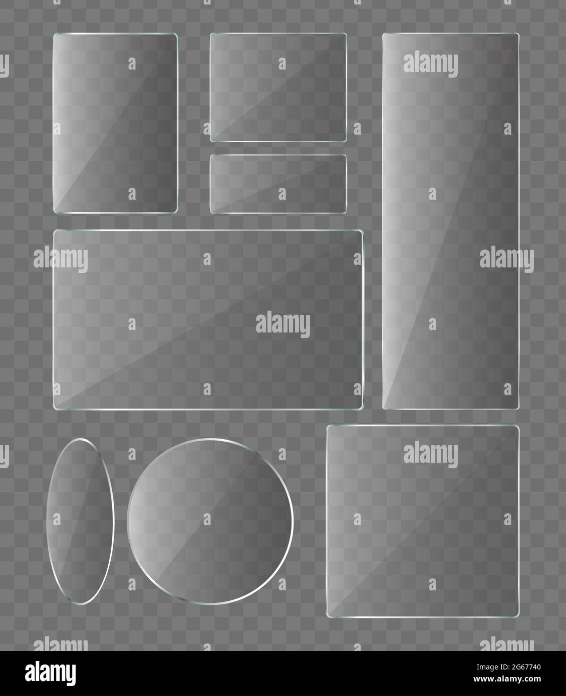 Vector illustration set of glass plates on transparent background