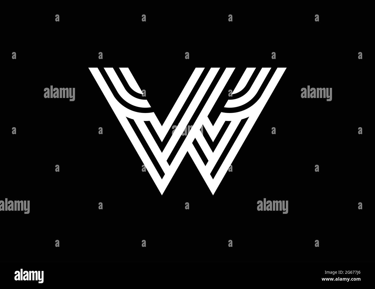 White Capital Lines LetterW. Creative Line Letters Design, Graphic