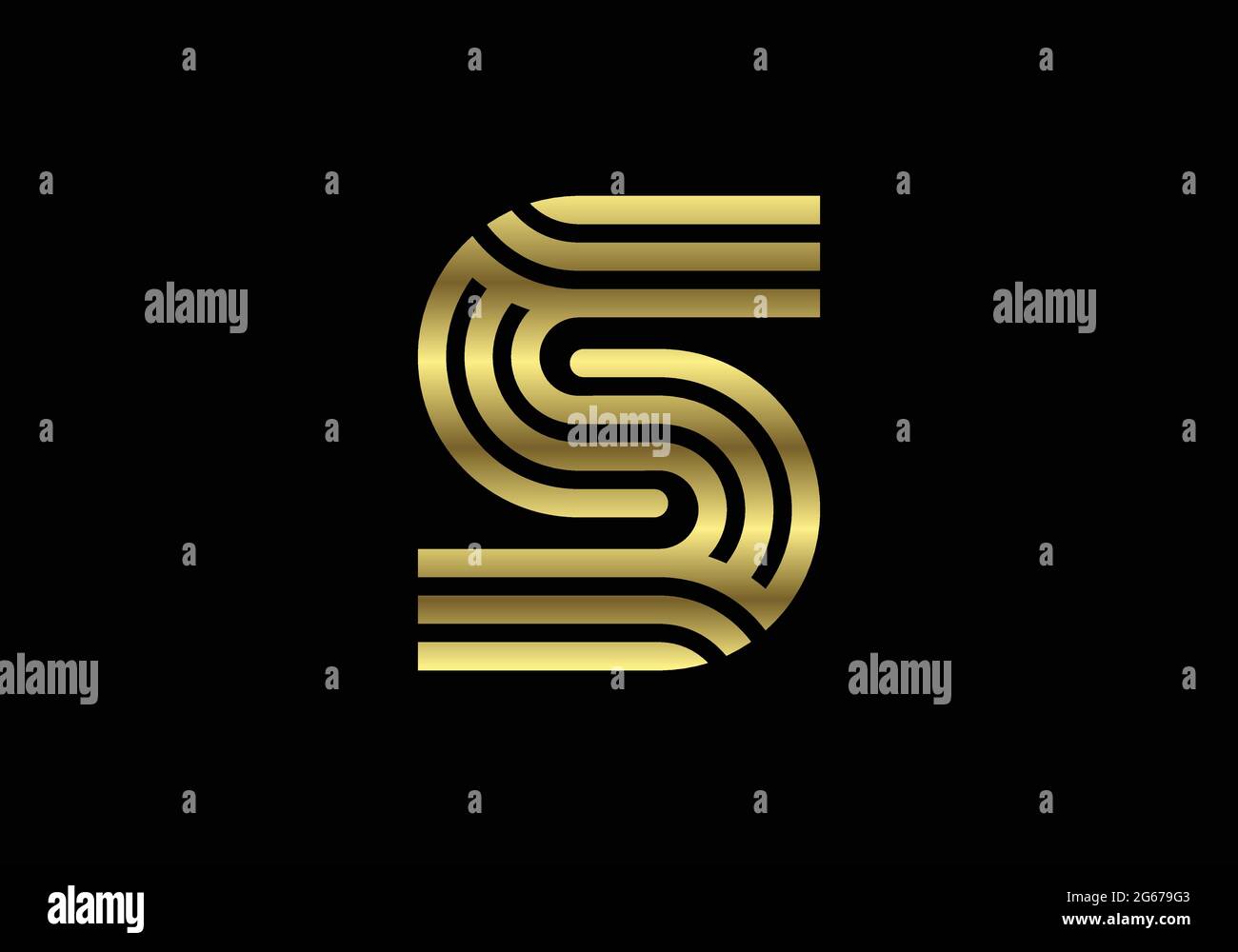 Golden Capital Lines Letter S. Creative Line Letters Design, Graphic ...