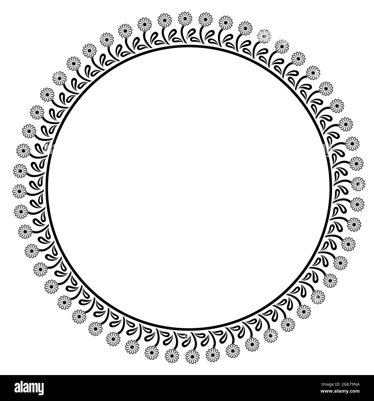 Floral round frame design concept isolated on white background - vector  illustration Stock Vector Image & Art - Alamy