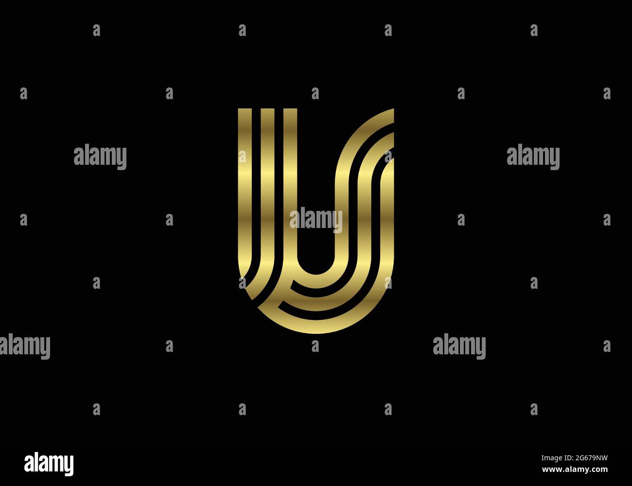 Golden Capital Lines Letter U. Creative Line Letters Design, Graphic ...