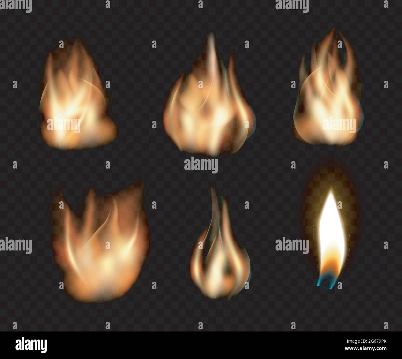 Vector realistic transparent fire flame set. Fire hot, flame fire Stock ...