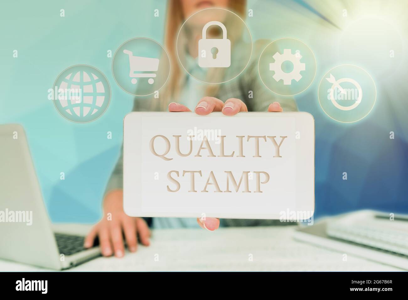 Inspiration showing sign Quality Stamp. Concept meaning Seal of