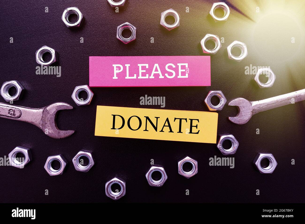 Handwriting text Please Donate. Concept meaning Supply Furnish Hand out  Contribute Grant Aid to Charity Display of Different Color Sticker Notes  Stock Photo - Alamy