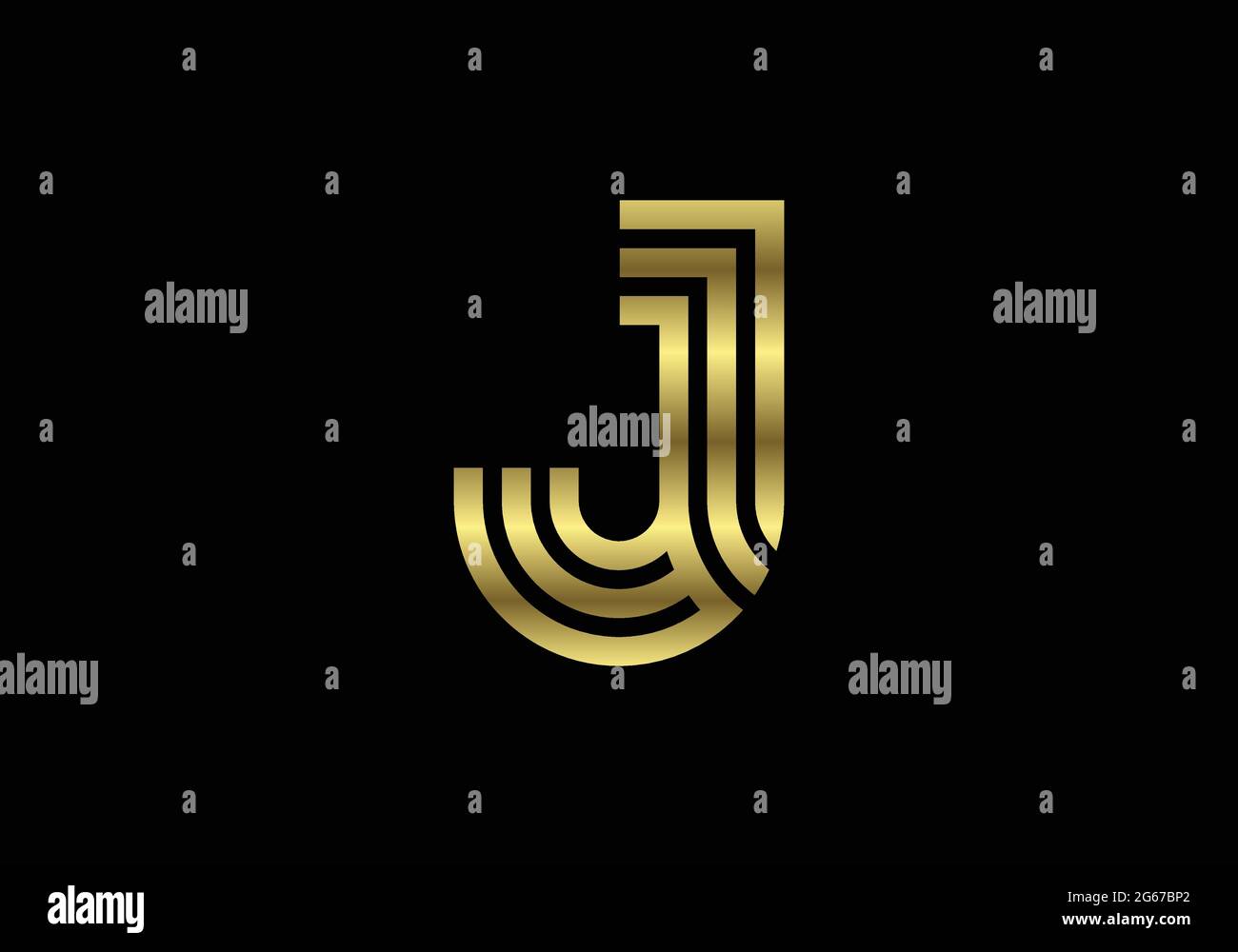 Golden Capital Lines Letter J Creative Line Letters Design, Graphic ...