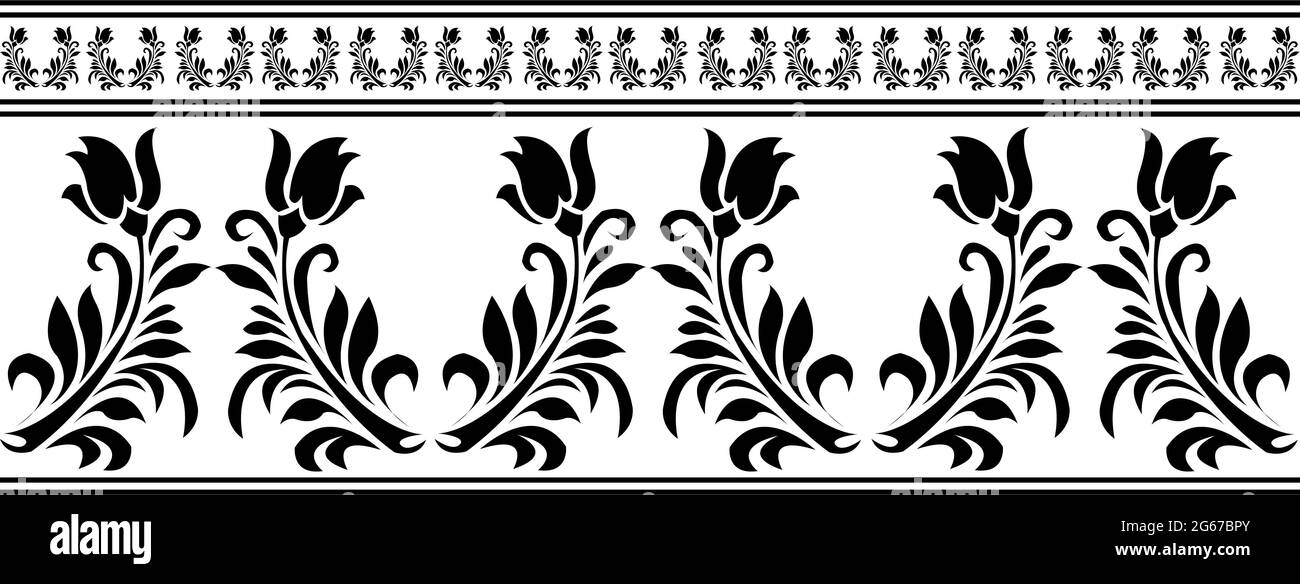 Indian Traditional Saree border design concept with floral art isolated ...