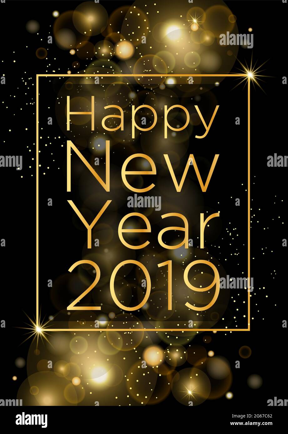 Vector illustration of Happy new year greeting card with golden dust ...