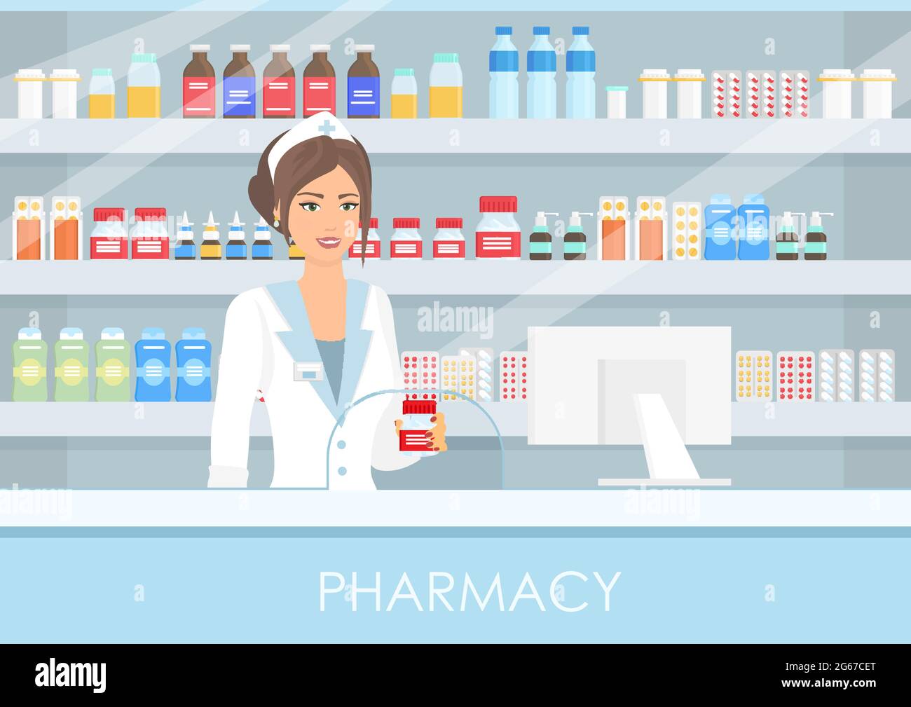 Pharmacist vector cartoon hi-res stock photography and images - Alamy
