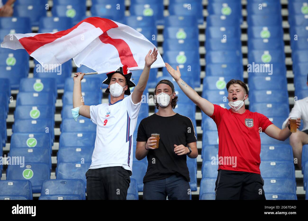 England fans show their support in the stands before the UEFA Euro 2020 ...