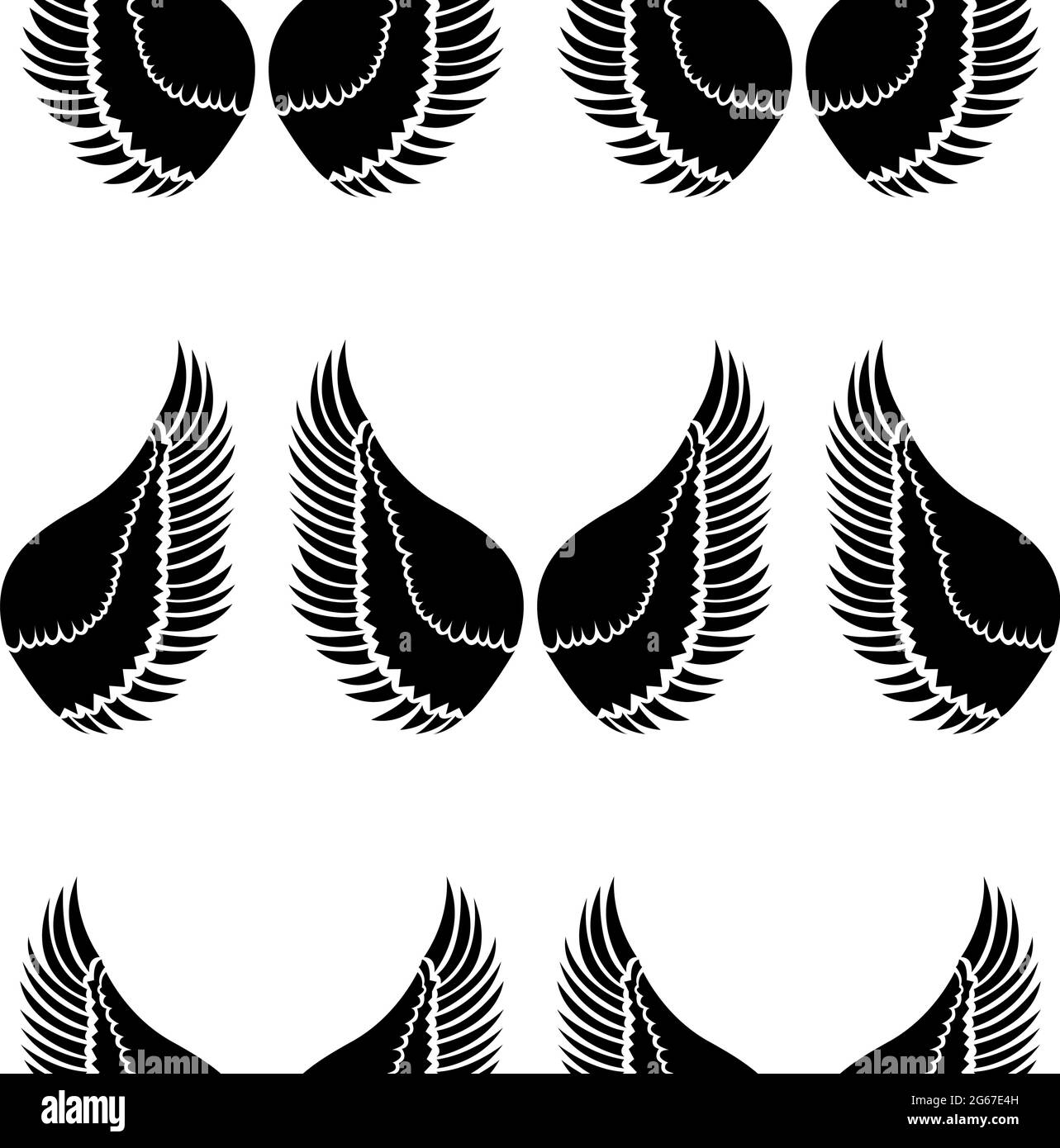 Large Wings of Eagle - Vector line art is in Seamless Pattern Stock Vector