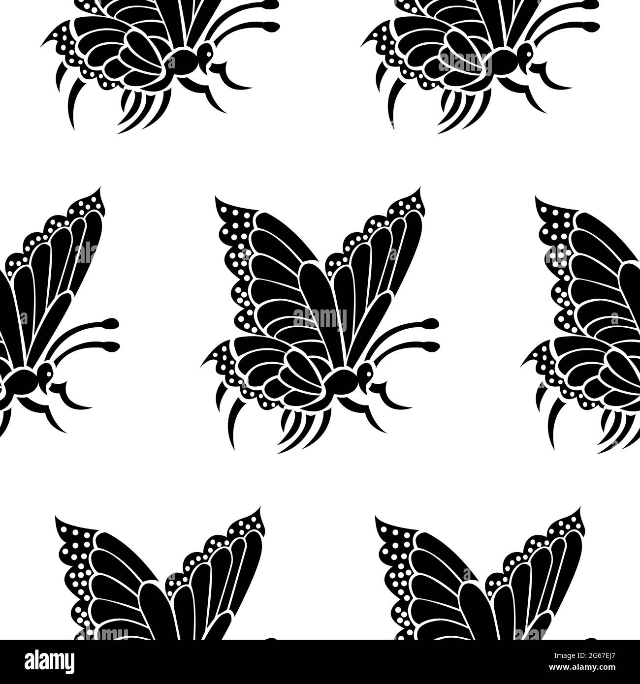 Beautiful Wild butterfly with large wings is in Seamless pattern Stock Vector