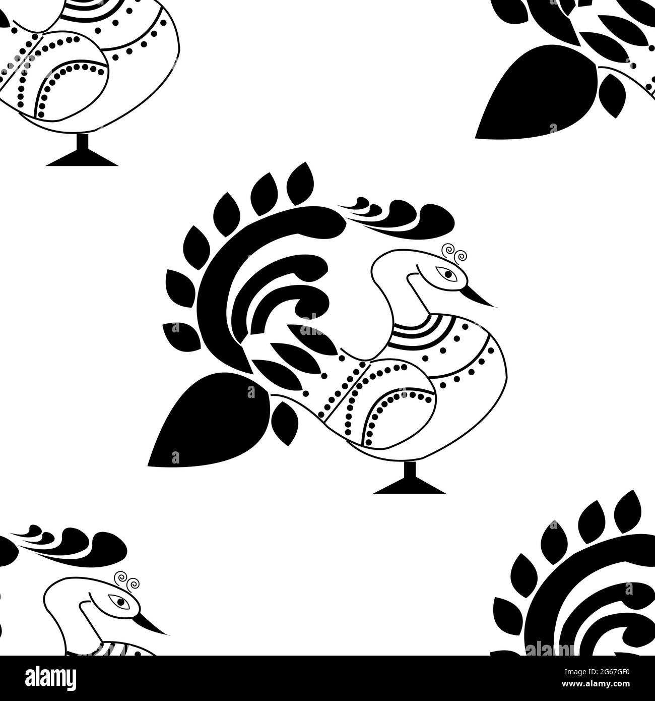 Beautiful Peacock design concept with feathers isolated on white background is in Seamless pattern Stock Vector