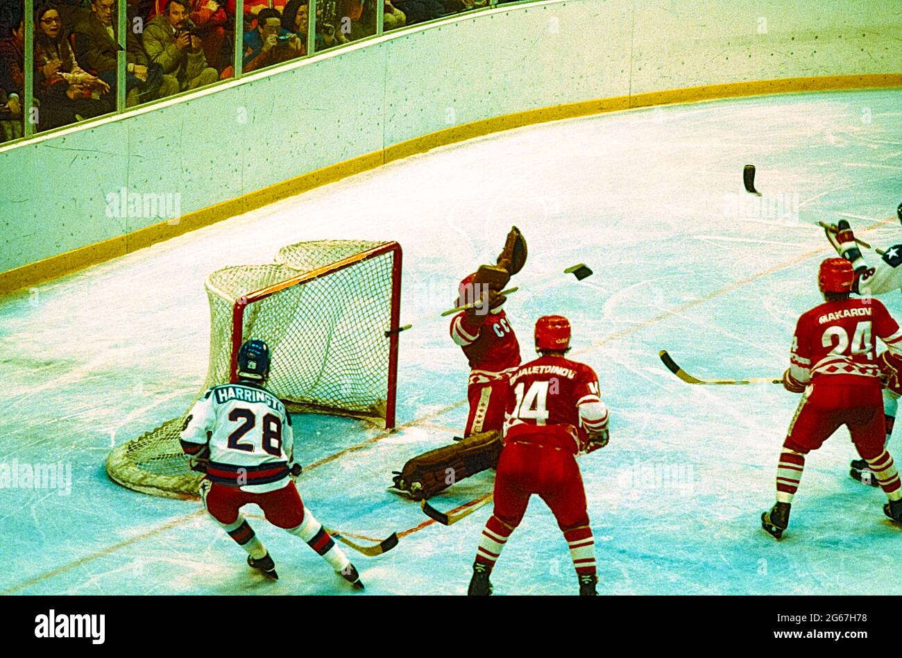 Mark Johnson 10 Team USA (not shown) just scored a tying goal in the