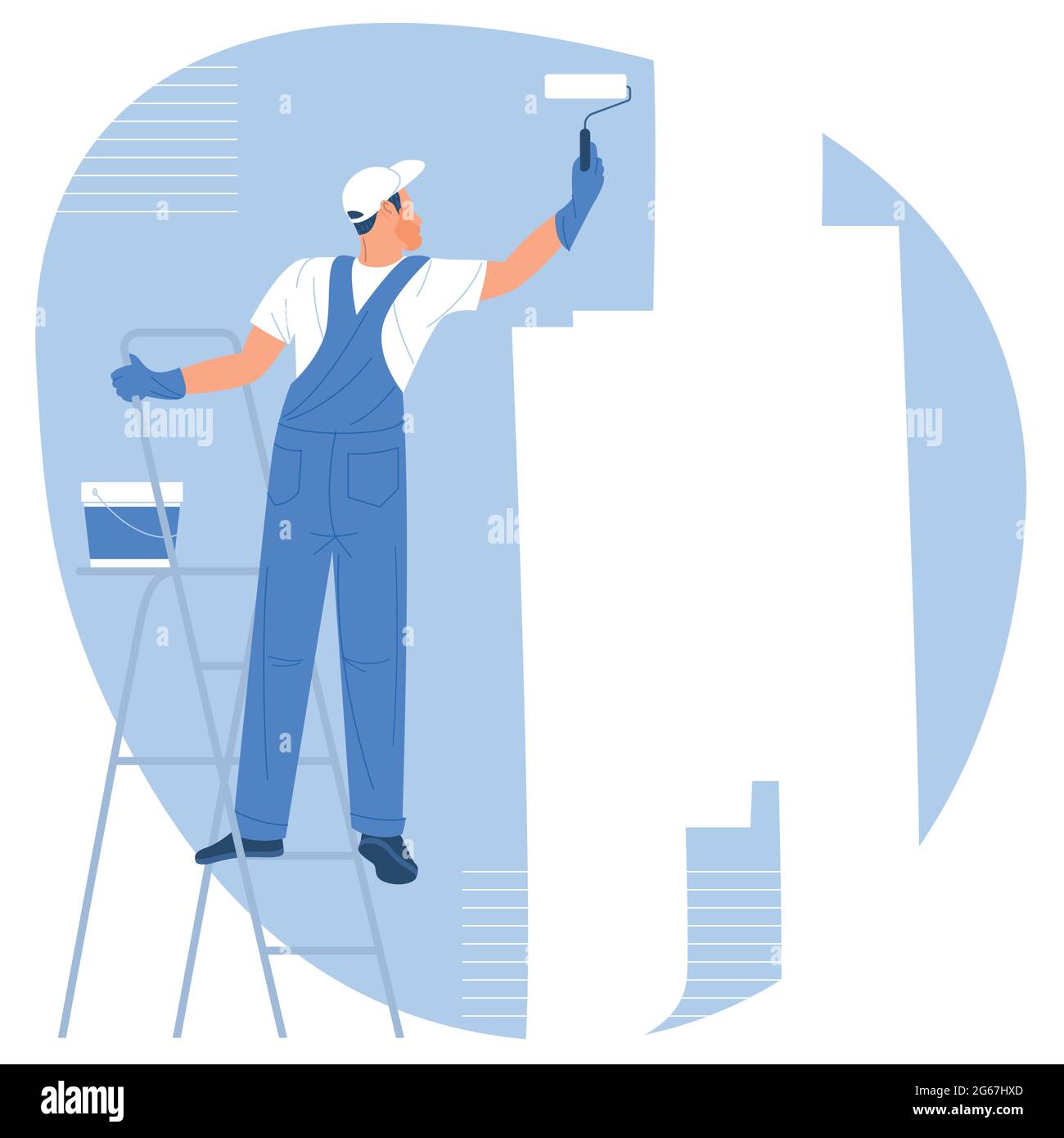 painter on the ladder Stock Vector