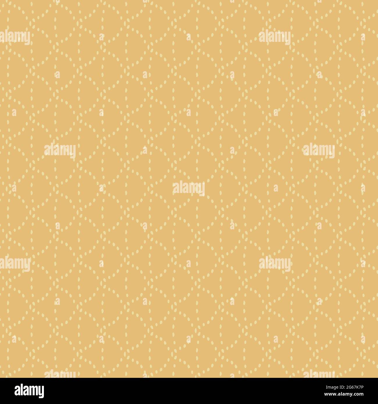 A yellow dotted netting seamless vector pattern Stock Vector