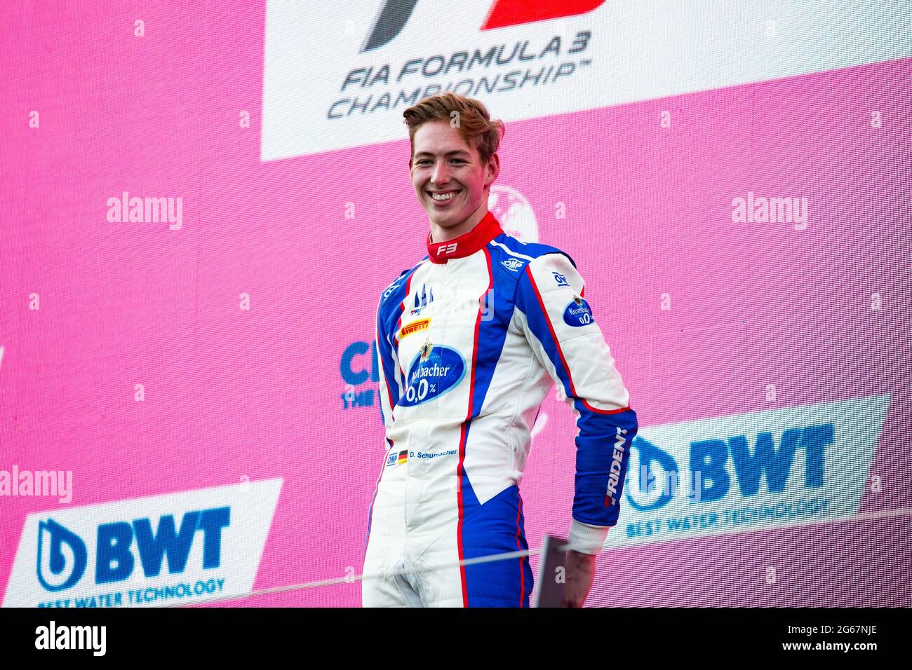 06 Schumacher David (ger), Trident Racing, Dallara F3, podium during the  3rd round of the 2021 FIA Formula 3 Championship from July 3 to 4, 2021 on  the Red Bull Ring, in
