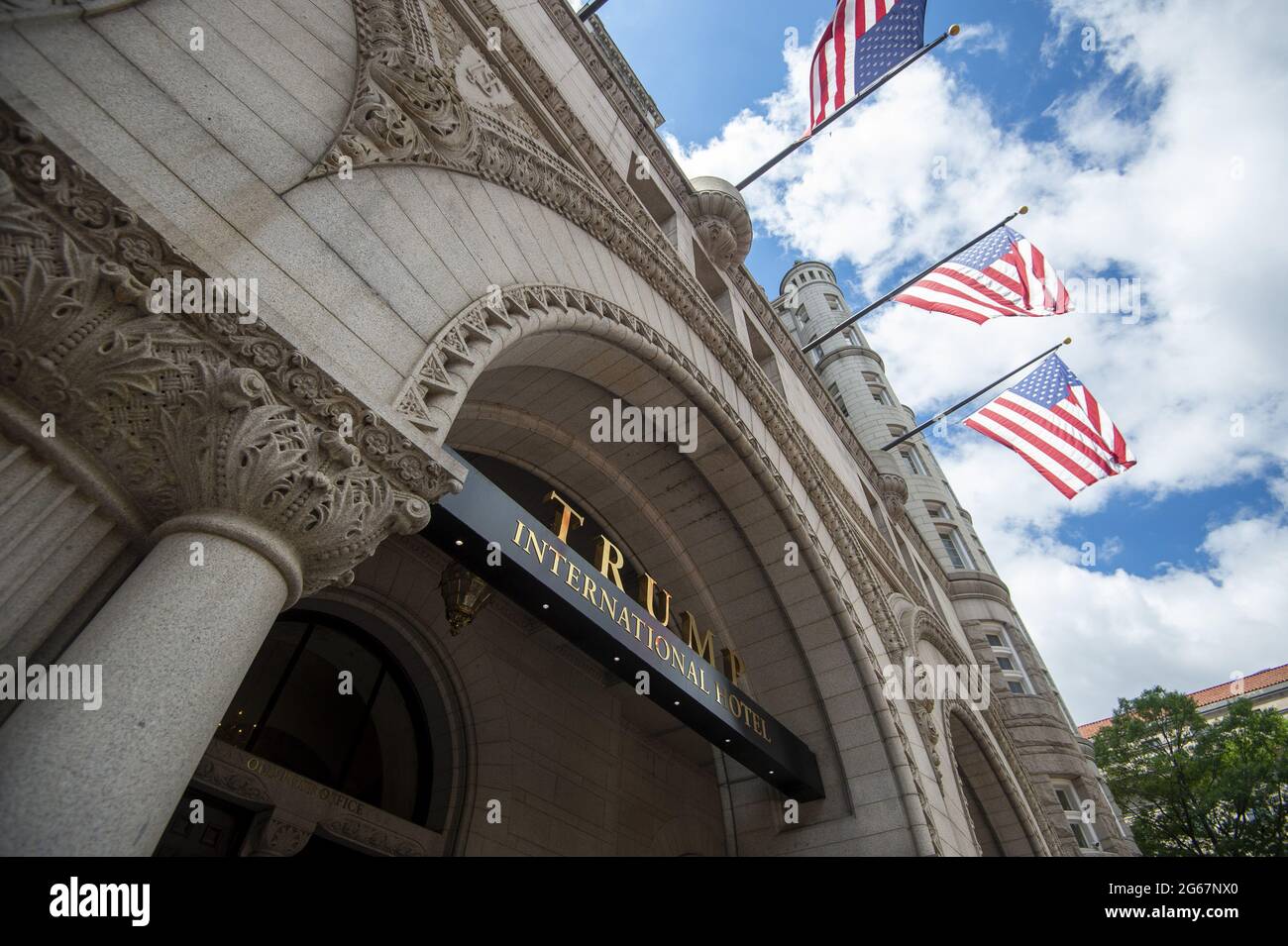 Washington, United States. 03rd July, 2021. The Trump International Hotel stands at 1100 Pennsylvania Ave in Washington, DC on Saturday, July 3, 2021. The Trump Organization, the real estate company that was led by former President Donald Trump, was charged in New York on Thursday, July 1, with 15 felonies in regards to running an illegal tax avoidance scheme for 15 years. Photo by Bonnie Cash/UPI' Credit: UPI/Alamy Live News Stock Photo
