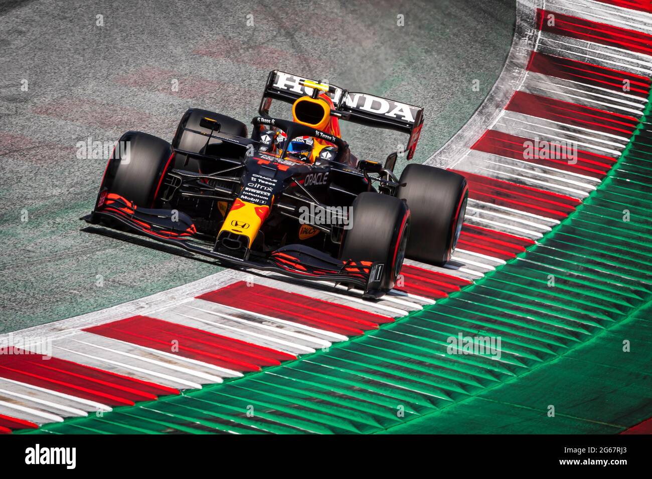 Spielberg, Austria. 03rd July, 2021. Red Bull Racing's Mexican driver  Sergio Perez competes during the qualifying session of the Austrian F1  Grand Prix at the Red Bull Ring in Spielberg. Credit: SOPA