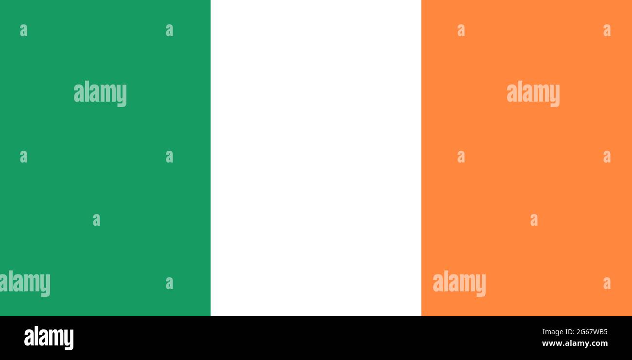 Realistic vector flag of Ireland. Used for travel agencies, history books, and atlases. Europe, travel. Stock Vector
