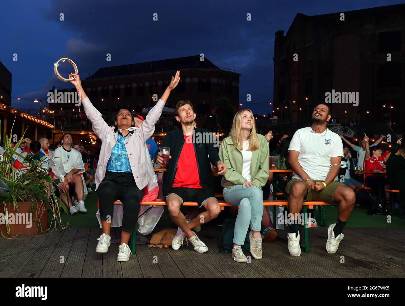 Jul With Fans Fans at the Vinegar Yard in London watching the Euro 2020 quarter final ...