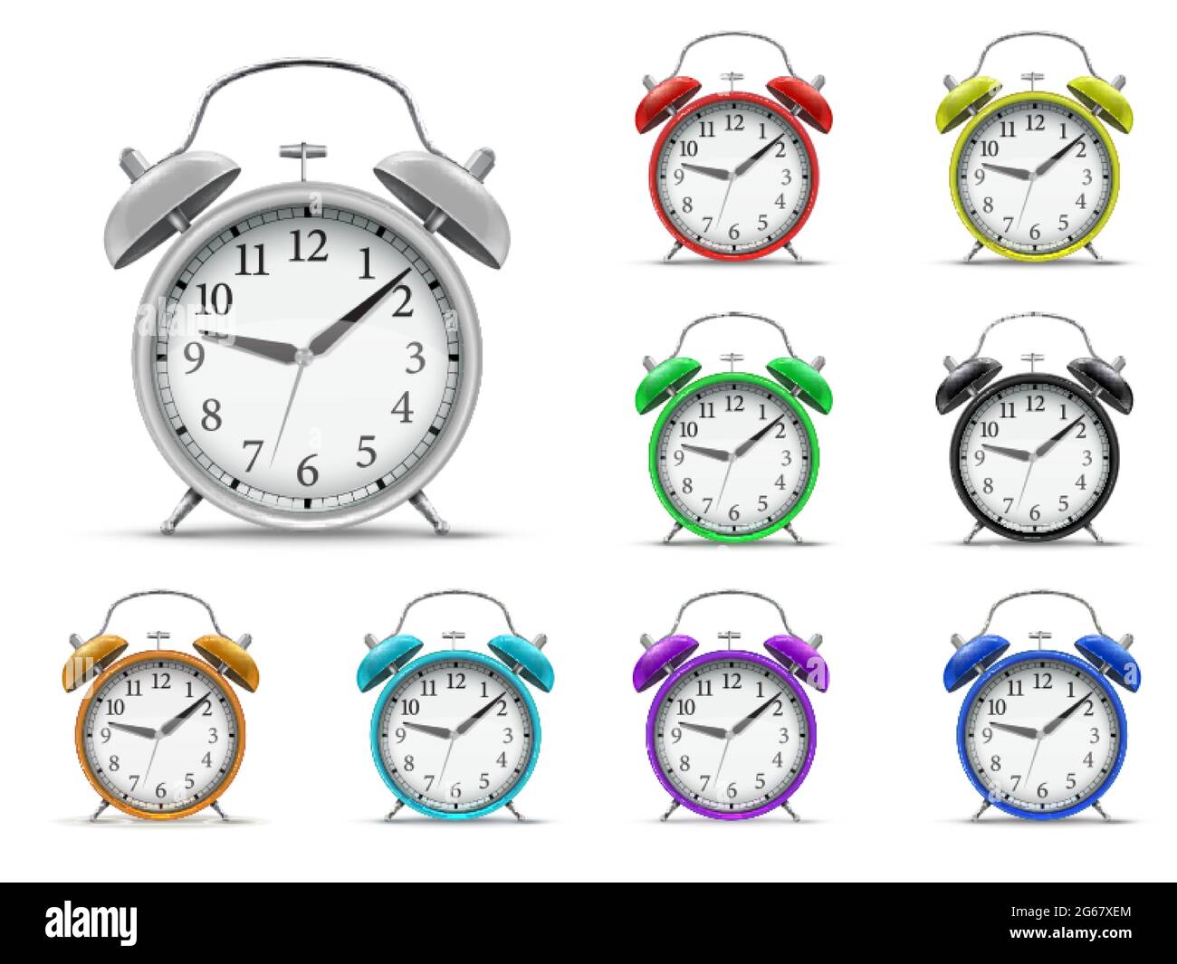 3D realistic home alarm clock set for concept design. Stock Vector