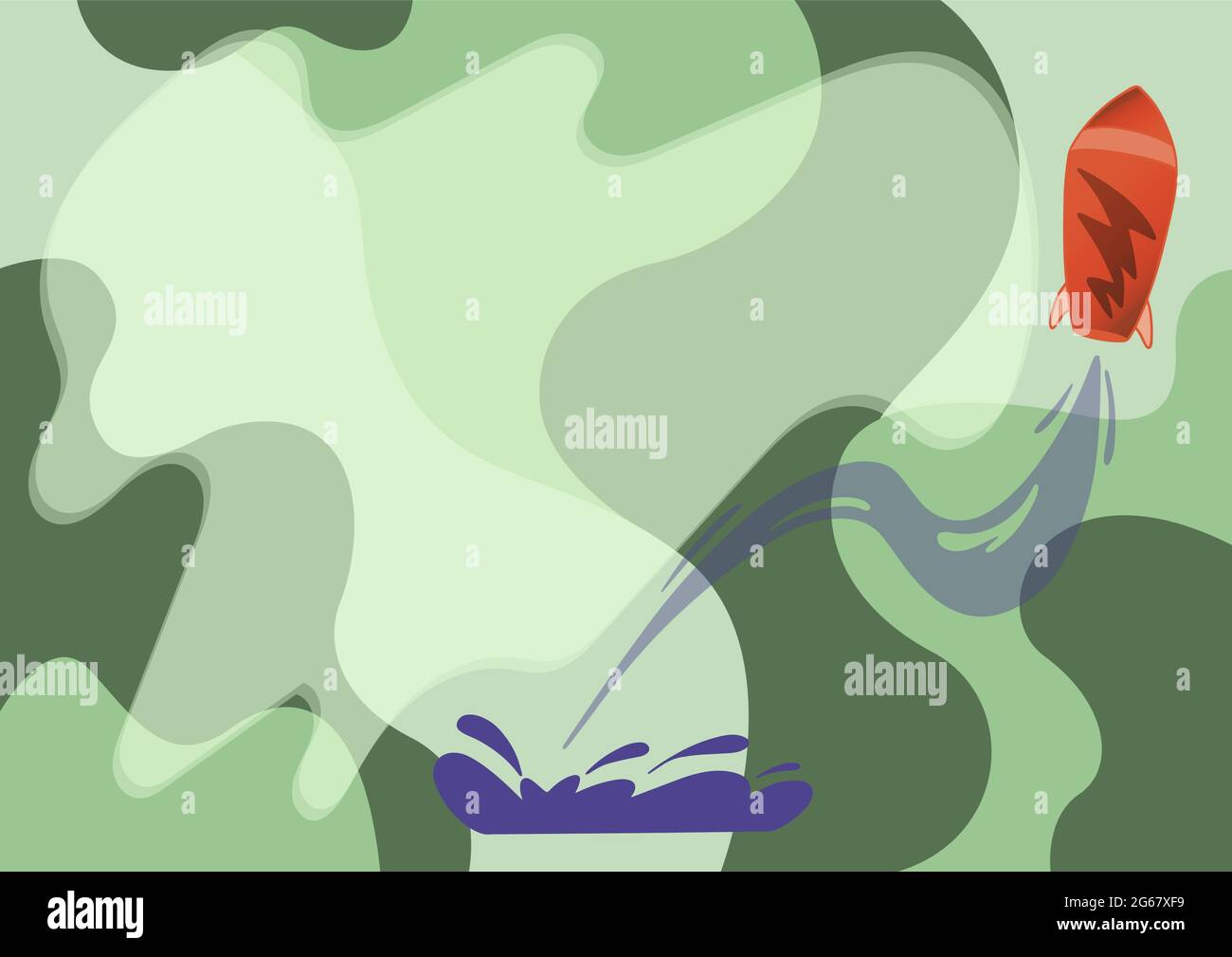 Spacecraft Drawing Launching From The Ground Towards Sky. Shuttle Booster Commencing Flight Presenting Business Start Up Thoughts And Designs. Stock Vector