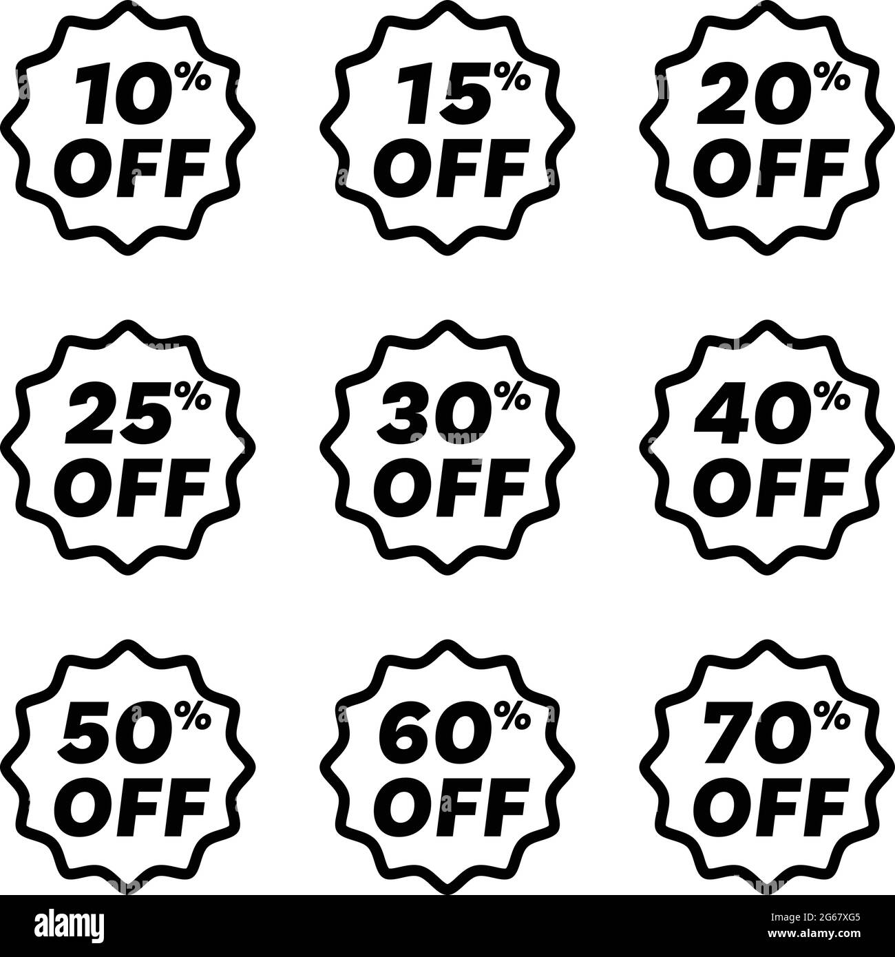 Sale sticker tags with different discount. Clearance sale sticker