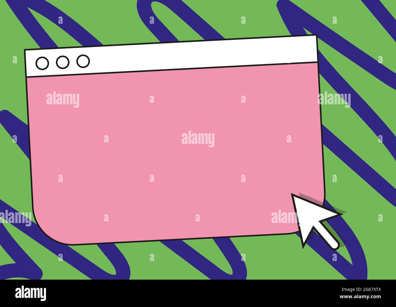 Colorful Web Page Browsing Drawing With Cursor Pointer Below. Empty Online Search Engine Drawing With Optical Mouse Indicator Under. Stock Vector