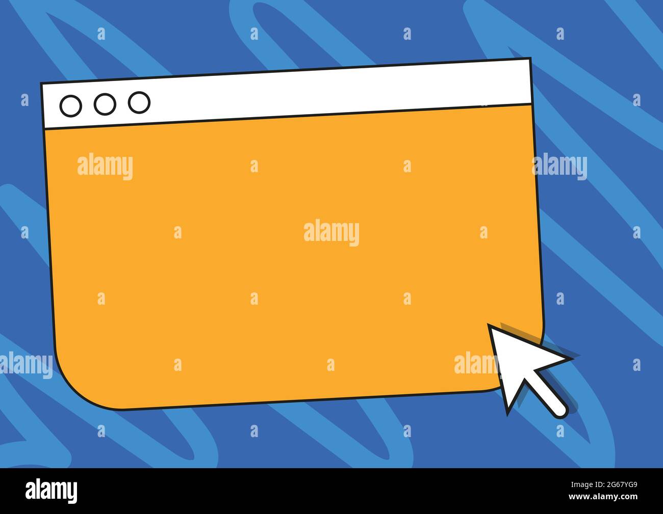 Colorful Web Page Browsing Drawing With Cursor Pointer Below. Empty Online Search Engine Drawing With Optical Mouse Indicator Under. Stock Vector