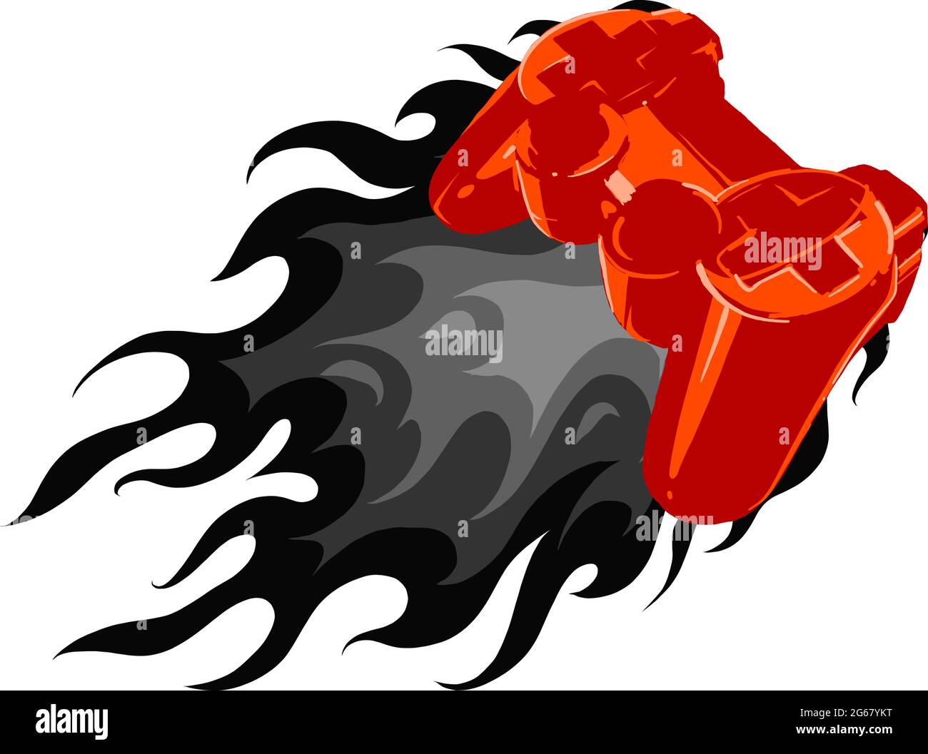 red joypad with flames for gaming vector illustration Stock Vector